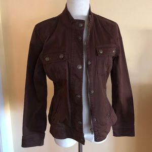 Brown Jean Jacket Collar Nehru Collar